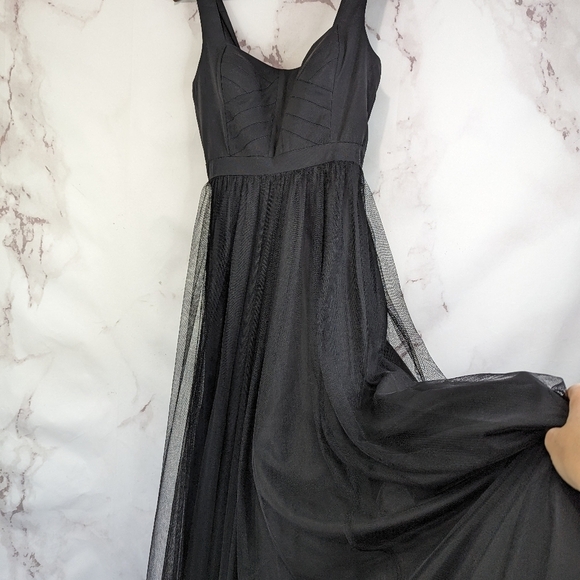 Aidan Mattox Dress Womens 2 Black Gown Formal Evening Tulle Tank Sleeveless Maxi - Picture 15 of 16